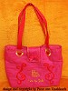 As-003a pinkfarbene Leinentasche - innen mit pinkfarbener Baumwolle gefüttert - kleine Innentasche - aufwändig bestickt - auf der Rückseite aufgesetzte Tasche mit...