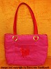 As-003b pinkfarbene Leinentasche - innen mit pinkfarbener Baumwolle gefüttert - kleine Innentasche - aufwändig bestickt - auf der Rückseite aufgesetzte Tasche mit...