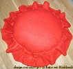 KD-008 Hundekuschelkissen in rot mit Schleife - Material Polarfleece - Durchmesser ohne Rüsche 45 cm - Füllung silikonisierte Hohlfaserkügelchen - waschbar und...