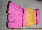 KL-003 Hundekleidchen Pink/Gelb mit Rüsche und Borte Material gelber Nicky und pinkfarbenes Alcantaraimitat