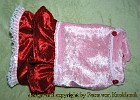 KL-006 Hundekleidchen Rosa/Rot mit Rüsche und Borte Material Samt auf dem Kragen rote Röschen