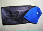 ML-001 Hunde-Nappaledermäntelchen Schwarz/Blau, Innen mit Polarfleece gefüttert