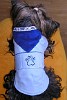 ML-006b Hundemantel aus hellblauem Waschleder innen mit Antipillingfleece gefüttert Kapuze mit silber/blauer Borte besetzt den Gürtel ziert eine Pfötchenapplikation aus...